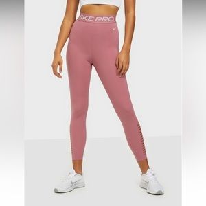 WOMENS NIKE Pro 7/8 TIGHTS DRI FIT Hi Rise Yoga PANTS Pink Sz L CU4718-614